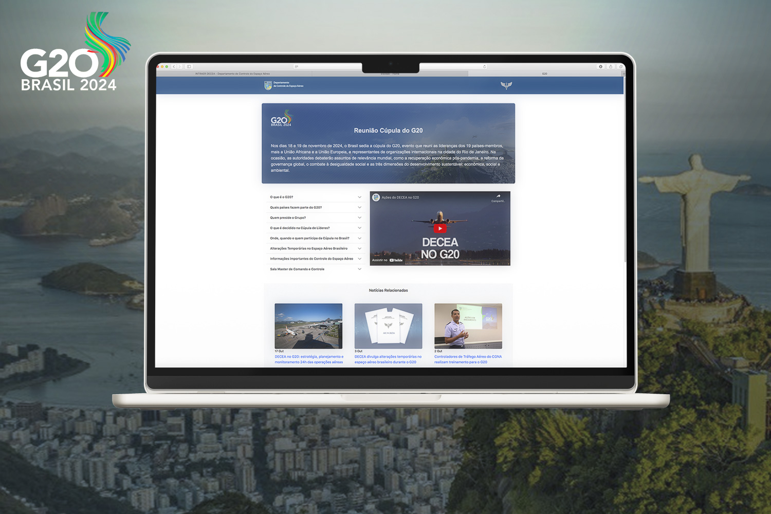 DECEA lança site especial sobre o G20
